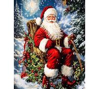 Henypt canevas kit complet adulte,Père Noël,11CT imprimé broderie point de croix,complet Kit de Broderie Fait à la Main pour art décoration,30x40cm