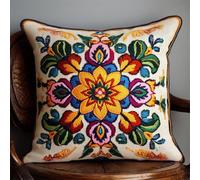 Henypt Coussin Point De Croix Motif Rétro Coloré Cross Stitch Cushion Set Kit Coussin Au Point De Croix 11Ct Sans Noyau D'Oreiller Pour Débutants Et Adulte 45x45cm