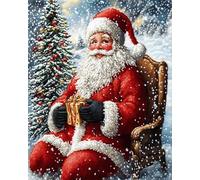 Henypt DIY Kit Broderie Point De Croix,Père Noël,11CT Cross Stitch Embroidery Starter Kit,Couture à la Main pour Adultes,12x16in