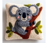 Henypt DIY Kit De Crochet De Loquet Coussin Koala Housse Oreiller Crochet De Loquet Kit De Taie D'Oreiller Bricolage Ensemble De Broderie Coussin 43x43cm