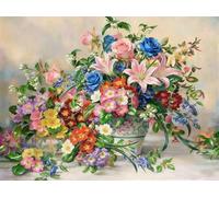 Henypt Kit Broderie Point De Croix Fleurs Imprimé Tissu De Grille, Bouquet Point De Croix Kit De Broderie 11Ct Diy Œuvres D'Art Faites À La Main Pour Adultes Débutants