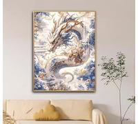 Henypt Kit Broderie Point De Croix Le Dragon Bleu Et Blanc 40 X 50 Cm Point De Croix Kit De Broderie 11Ct Diy Œuvres D'Art Faites À La Main Pour Adultes Débutants