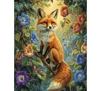 Henypt Kit Broderie Point De Croix Le Un Renard Se Tient Sur La Branche D'Un Ipomée. Point De Croix Kit De Broderie 11Ct Diy Œuvres D'Art Faites À La Main Pour Adultes Débutants