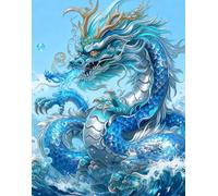 Henypt Kit Broderie Point De Croix Paysage Imprimé Tissu De Grille, Dragon Point De Croix Kit De Broderie 11Ct Diy Œuvres D'Art Faites À La Main Pour Adultes Débutants