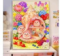 Henypt Kit Broderie Point De Croix Paysage Imprimé Tissu De Grille, Hérisson Mignon 40 X 50 Cm Point De Croix Kit De Broderie 11Ct Diy Œuvres D'Art Faites À La Main Pour Adultes Débutants