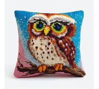 Henypt Kit Coussin Au Point De Croix Fleurs Modèle Chouette Chevêche 45 X 45 Cm 11Ct Ensemble De Broderie Sans Noyau D'Oreiller Pour Débutants Et Adulte Kit Diy Coussin Broderie Débutant