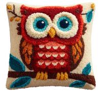 Henypt Kit Coussin au Point Noué, Chouette Coussin À Faire Crochet Kit,Tapis Point Noué à Faire, Kits de Crochet de Verrouillage for Débutants Bricolage,43x43cm