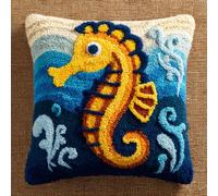 Henypt Kit Crochet de Verrouillage animal hippocampe Loquet Crochet Kits,Kit Point Noué Coussin,Latch Hook Canevas Coussin Point 43x43cm