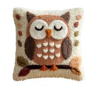 Henypt Kit Crochet de Verrouillage Chouette animale DIY Broderie Kits De Crochet Kit Point Noué Coussin, Latch Hook Canevas Coussin Point 43x43cm