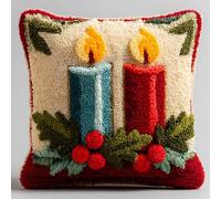 Henypt Kit Crochet de Verrouillage Modèle de bougie DIY Broderie Kits De Crochet Kit Point Noué Coussin, Latch Hook Canevas Coussin Point 43x43cm