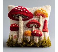 Henypt Kit Crochet de Verrouillage Motif de champignon Set de Crochetage de Coussin 43X43cm DIY Broderie Décoration Coussin avec Fermeture Eclair,Kit de Démarrage Crochet