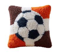 Henypt Kit Crochet De Verrouillage Tapis Diy Broderie, Modèle de football 3D Loquet Crochet Complet Housse De Coussin,Kit Fabrication Taie D'Oreiller Coussins Tapis,43X43Cm