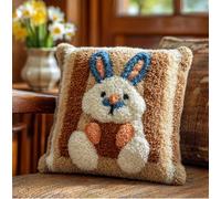 Henypt Kit Crochet De Verrouillage Tapis Lapin Diy Broderie,Loquet Crochet Complet Housse De Coussin,Kit Fabrication Taie D'Oreiller Coussins Tapis,Motif Coloré Imprimé Fil Prédécoupé,43X