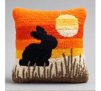 Henypt Kit Crochet De Verrouillage Tapis Lapin Sous Le Soleil Couchant Diy Broderie,Loquet Crochet Complet Housse De Coussin,Kit Fabrication Taie D'Oreiller Coussins Tapis,Motif Coloré Im