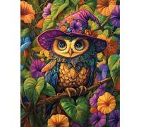 Henypt Kit De Broderie Croisée 11Ct Tissu Imprimé Broderie Chouette Colorée Portant Un Chapeau De Sorcière Orné Diy Kit D'Entrée Simple Pré - Impression Broderie Pour Filles Artisanat Dmc Articles