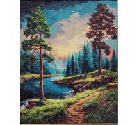 Henypt Kit De Broderie De Perles 9Ct Diy Paysage Sauvage 50X70Cm- Point De Croix Avec Perles - Motif Floral - Kit Complet Débutant & Adulte