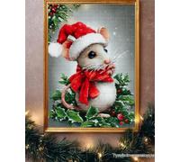 Henypt Kit De Broderie De Perles 9Ct Diy Souris 30X40Cm- Point De Croix Avec Perles - Motif Floral - Kit Complet Débutant & Adulte