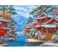 Henypt Kit De Broderie De Perles Architecture Paysagère 30 X 40 Cm- Diy Point De Croix Avec Perles - Kit Artisanal Facile Pour Débutant Et Amateur De Broderie