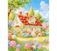 Henypt Kit De Broderie De Perles Joli Chalet Et Fraises 30X40Cm- Diy Point De Croix - Perlage Artisanal - Tapisserie Déco Maison