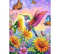 Henypt Kit De Broderie Perlée Fleurs Et Oiseaux Magnifiques 30 X 40 Cm- Loisirs Créatifs Diy - Kit Cadeau Femme & Adulte - Point De Croix Avec Perles