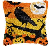 Henypt Kit De Crochet À Loquet À Faire Soi-Même -Des Corbeaux Perchés Dans L'Arbre Housse De Coussin Au Crochet Pour Débutants Enfants Et Adultes - Artisanat Fait À La Main - Décoration D