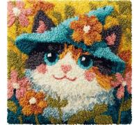 Henypt Kit de Crochet de Verrouillage Coussin Chats et fleurs