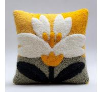 Henypt Kit De Crochet De Verrouillage Coussin fleurs blanches Crochets Kit De Verrouillage Taie D'Oreiller Tapis Imprimé Coussin Crochet Fil Broderie Kits 43x43cm