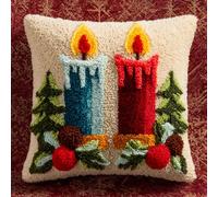 Henypt Kit de Crochet de Verrouillage Coussin Modèle de bougie DIY Broderie Kit Tapis Point Noué à Faire pour Débutants,Latch Hook Canevas Coussin Point 43x43cm