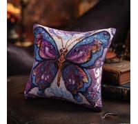 Henypt Kit De Point De Croix Estampé Avec Toile De Tapisserie Imprimée (45 × 45 Cm) -Papillon Violet Kit De Coussin Au Point De Croix Estampé Pour Une Décoration Créative De La Maison Cross Stitch