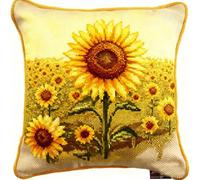 Henypt Kit De Point De Croix Estampé Avec Toile De Tapisserie Imprimée (45 × 45 Cm) -Tournesol Kit De Coussin Au Point De Croix Estampé Pour Une Décoration Créative De La Maison Cross Stitch Pillow