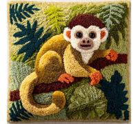 Henypt Kit D'Oreiller À Crochet De Verrouillage Des singes sur une branche Kit de Coussin avec Crochet à Loquet, Latch Hook Canevas Coussin 43x43cm