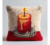 Henypt Kit D'Oreiller À Crochet De Verrouillage Modèle de bougie Kit de Coussin avec Crochet à Loquet, Latch Hook Canevas Coussin 43x43cm