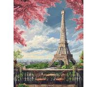 Henypt Kit Point De Croix De Bricolage Main Needlework Cross Set Kit Paysage De La Tour Eiffel Point De Broderie Précis Imprimés Motif Du Point Décorationde La Chambre