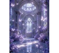 Henypt Kit Point De Croix Imprimé Architecture Et Fleurs De Style Anime 14Ct Diy Broderie À La Main Compté Adultes Pré-Imprimé Cross Stitch Debutant Starter 40x50cm