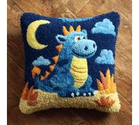 Henypt Kit Point Noué Coussin, animaux de dessins animés Crochet de Verrouillage Kits de Coussins avec Crochet, Tapis Point Noué à Faire, Coussin au Point Noué 43x43cm