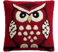 Henypt Kit Point Noué Coussin, hibou de dessin animé Crochet de Verrouillage Kits de Coussins avec Crochet, Tapis Point Noué à Faire, 43x43cm