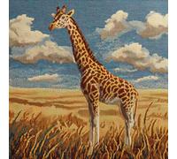 Henypt Kit Tapis Au Point Noué, girafe animale Kit de crochet de verrouillage, coussin de avec motif pré-imprimé sur toile faite à la main, Point Noué Coussin 43x43cm