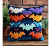 Henypt Kits De Coussin De Crochet De Loquet,Animaux Chauves-souris,Kit De Crochet À Loquet Coussin Avec Motif Imprimé,Décoration D'Intérieur,17x17In