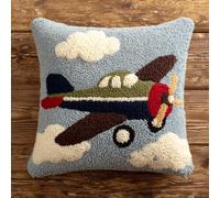 Henypt Kits De Coussin De Crochet De Loquet,avion de dessin animé simple,Kit De Crochet À Loquet Coussin Avec Motif Imprimé,Décoration D'Intérieur,17x17In