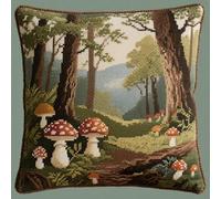 Henypt Kits de Crochet de Verrouillage Champignons et arbres de dessins animés Kit de Tapis à Crochets 43x43cm Tapis au Point noué for Débutants,pour la Décoration D'oreillers et de Coussins