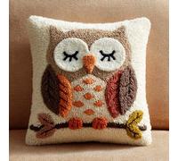 Henypt Kits de Crochet de Verrouillage, Chouette animale Coussin au Point Noué, kit de Crochets de avec Fournitures de Tricot et Fil, kit de Crochet pour Débutants 43x43cm