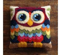 Henypt Kits de Crochet de Verrouillage, Chouette Coussin au Point Noué, Kit de Crochets de avec Fournitures de Tricot et Fil, Kit de Crochet pour Débutants 43x43cm