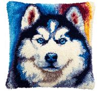 Henypt Kits De Crochet De Verrouillage Coussin, Animal Chien Coussin À Faire Crochet Kit Latch Hook Canvas Cushion Stitch 43x43cm