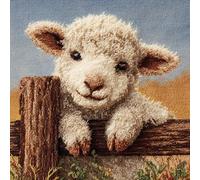 Henypt Kits De Crochet De Verrouillage Coussin, animal mouton Coussin À Faire Crochet Kit Latch Hook Canvas Cushion Stitch 43x43cm