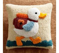 Henypt Kits De Crochet Pour Débutants, canard Kit de Coussin avec Crochet à Loquet,Latch Hook Kit Coussin À Crocheter 43x43cm