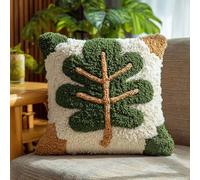 Henypt Kits De Crochet Pour Débutants, Motif de feuilles Kit De Crochet De Verrouillage Coussin 43x43cm, Latch Hook Kit Coussin À Crocheter