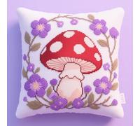 Henypt Kits De Crochets De Verrouillage Champignons et fleurs de dessins animés Kits De Crochet Kit Point Noué Coussin Kit De Verrouillage Tapis Point Noué 43×43cm
