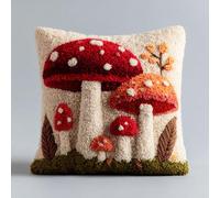 Henypt Kits De Crochets De Verrouillage Motif de champignon Kits De Crochet Kit Point Noué Coussin Kit De Verrouillage Tapis Point Noué 43×43cm