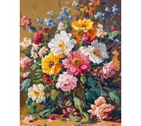 Henypt Kits De Point De Croix 11Ct Estampé,Diy Cross Stitch Embroidery Starter Kit Bouquet De Fleurs 40 X 50 Cm Fournitures De Point De Croix Couture À La Main Pour Filles Artisana