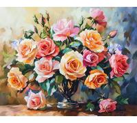 Henypt Kits De Point De Croix 11Ct Estampé,Diy Cross Stitch Embroidery Starter Kit Bouquet De Roses Fournitures De Point De Croix Couture À La Main Pour Filles Artisana